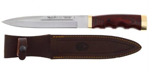 Нож "Bowie" (19см., рук.лат-красн., кож.ножны)