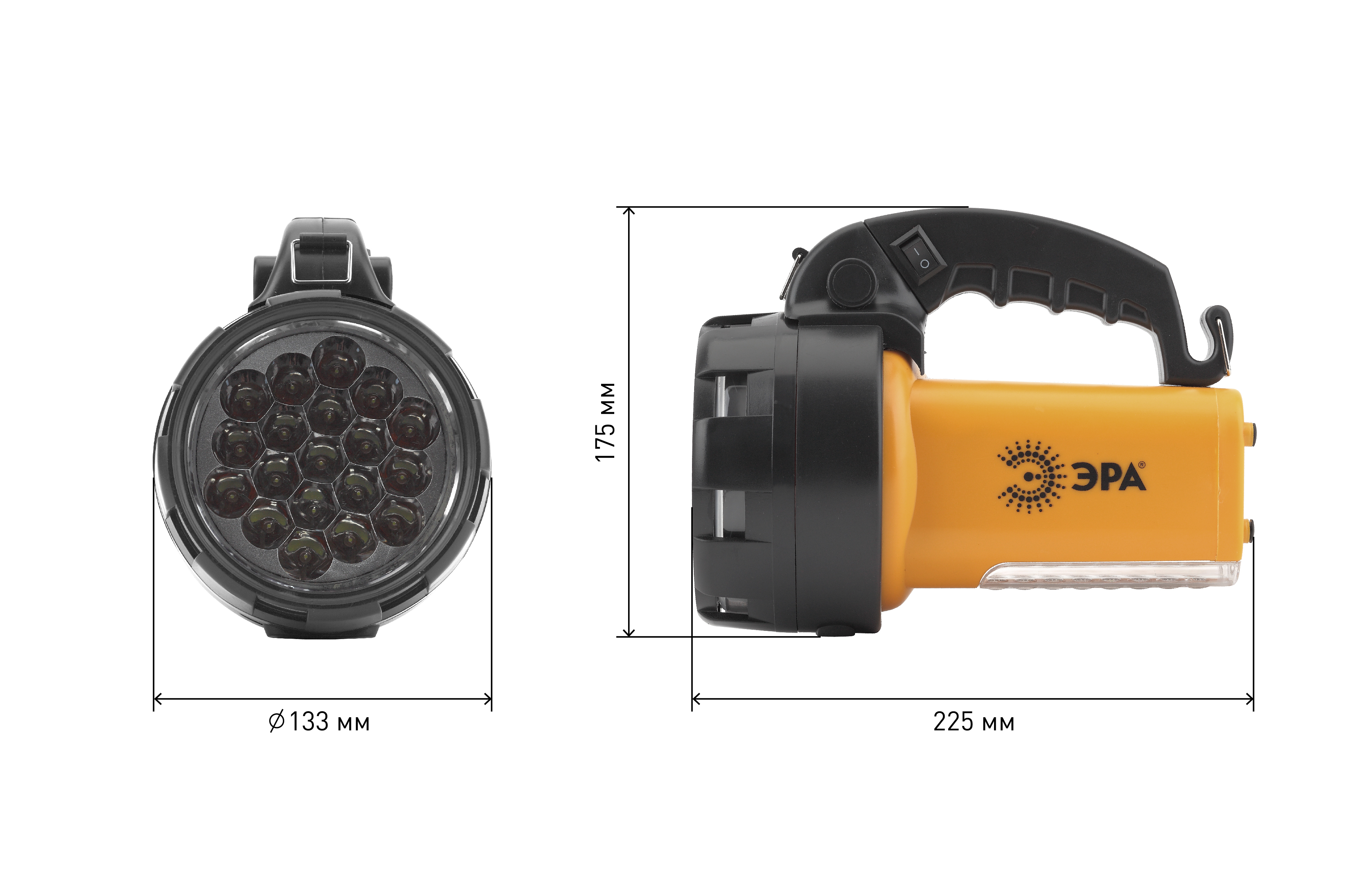 Фонарь-прожектор PA-601, 19*led+24led, литий 3Ач