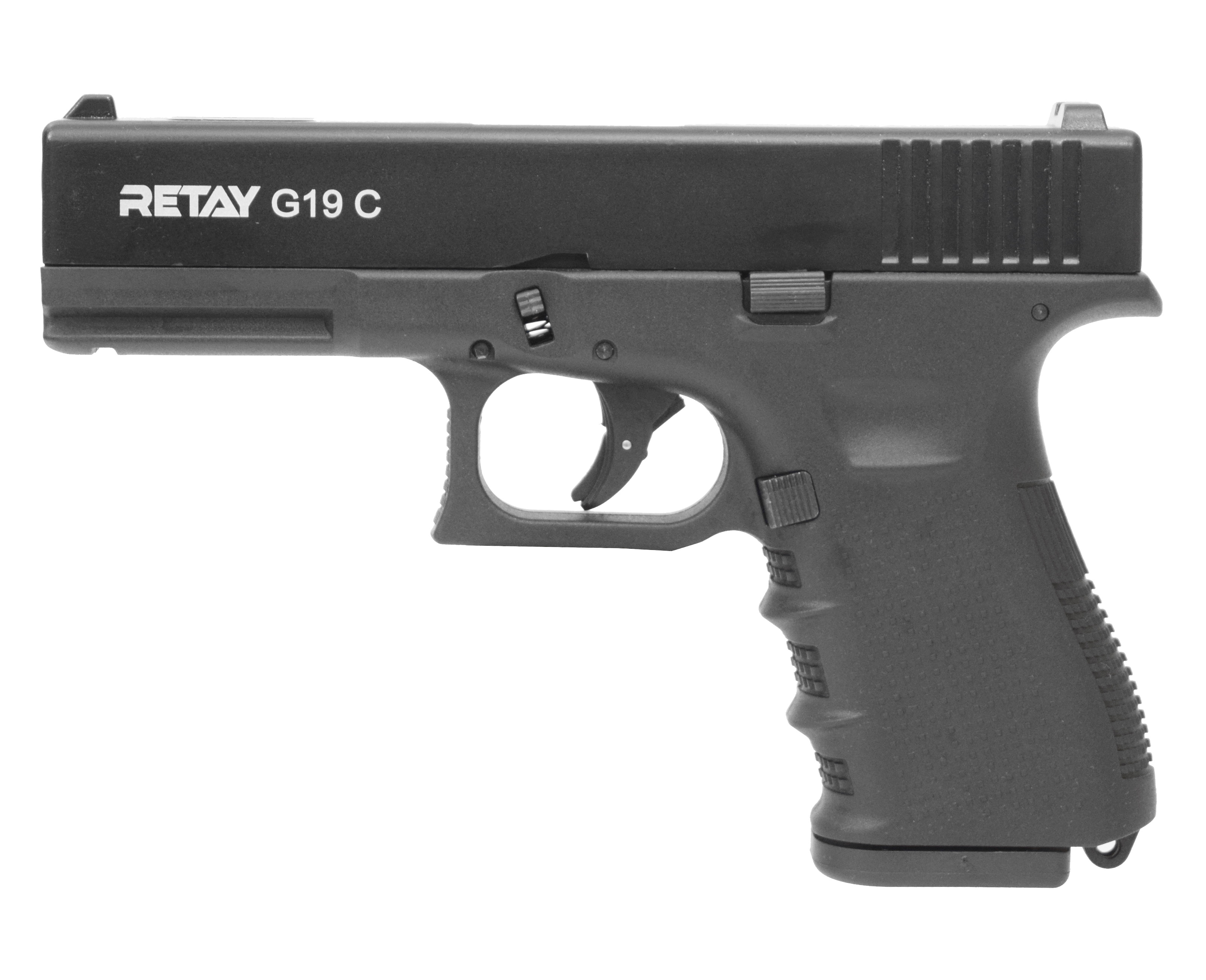 Пистолет охолощенный Retay G19C (Glok 19), к.9мм (черн.)